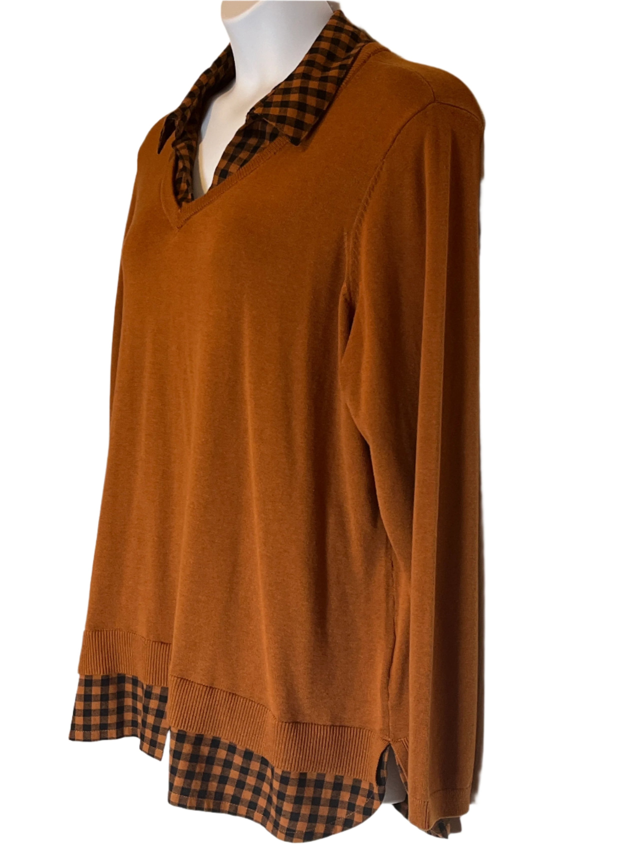 One piece Brown sweatshirt/sweater combo Women's Sweater/Shirt (size 2x)