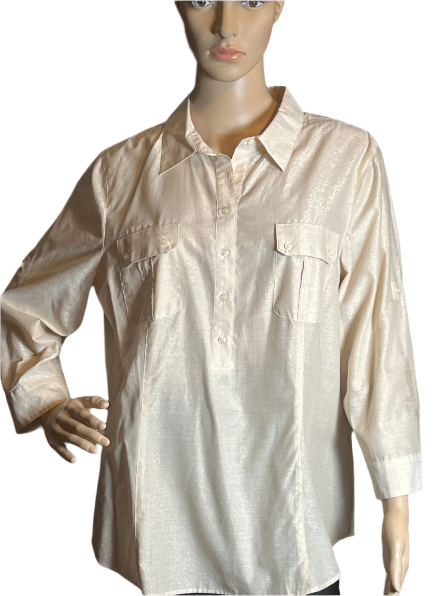 Beige Talbots Buttoned Down Women’s Blouse (Large Petite)