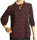 Cocomo Casual 3/4 Sleeves women’s black with pink distinct pattern pull over shirt/blouse (size Petite small) from Cocomo.