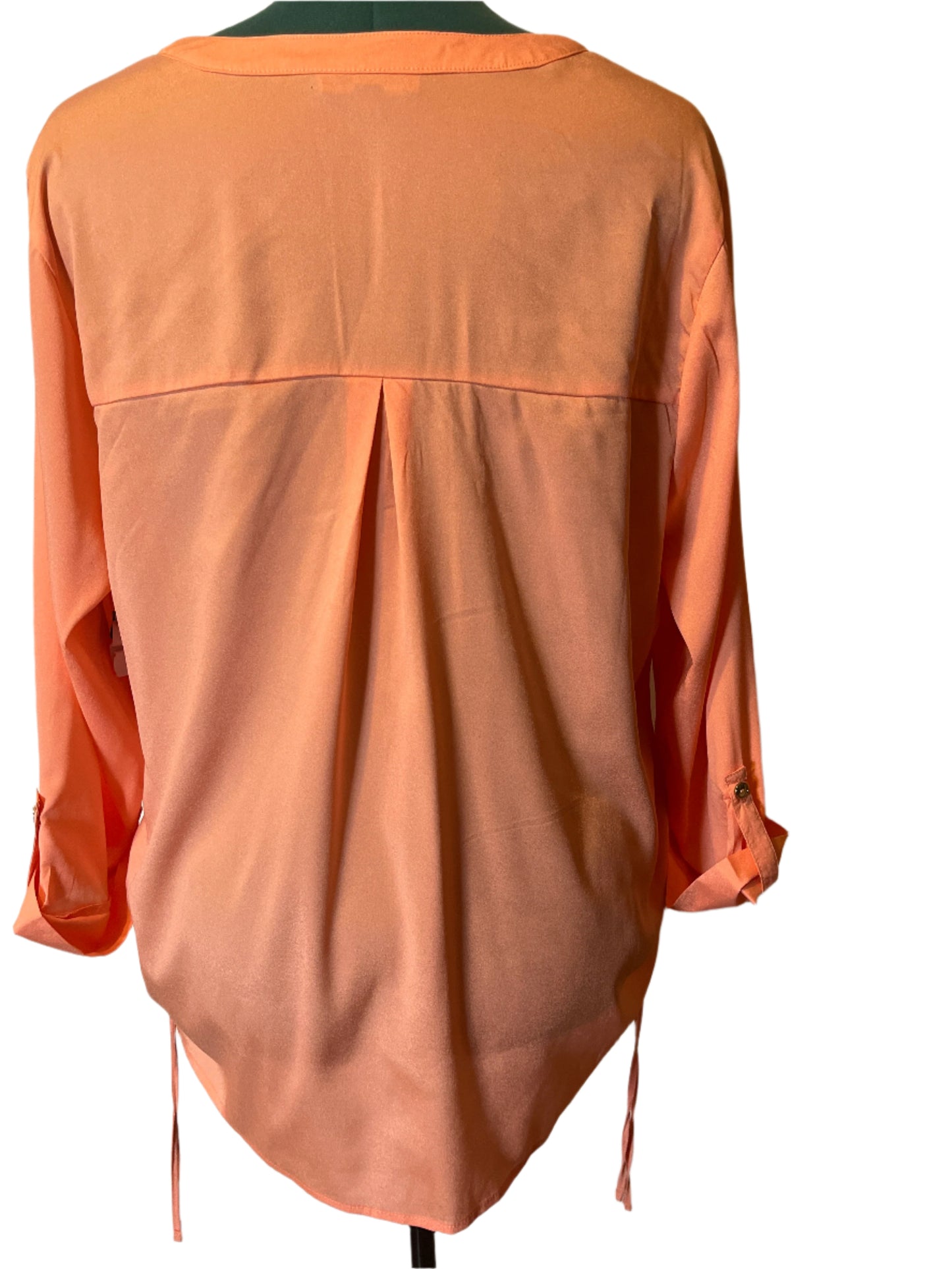 Sara Michelle Orange Loose Fit V neck String detailed sides( size 2x) blouse