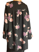 Black and pink floral Tunic Buttoned Up Blouse (plus size 3x)