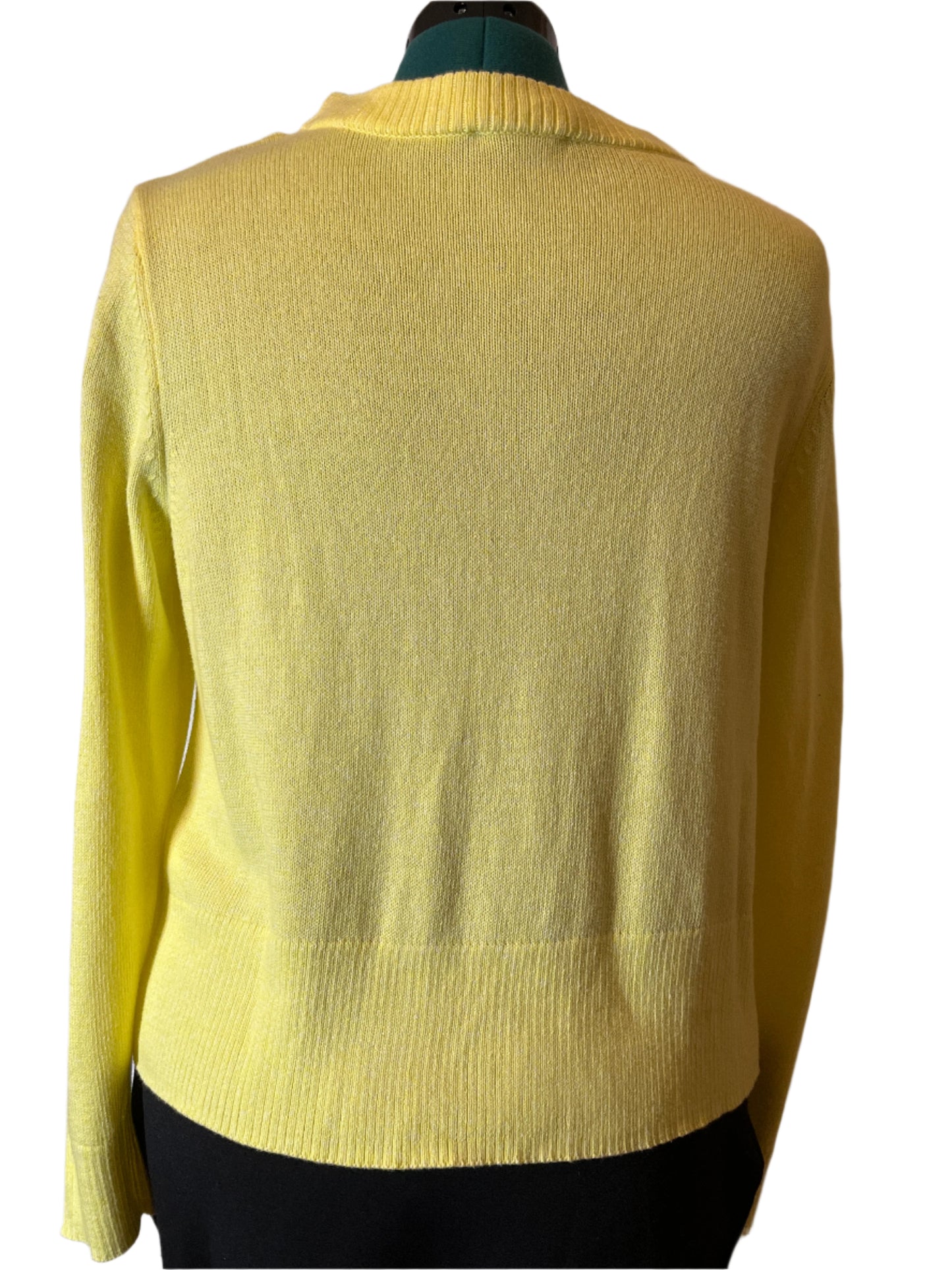 Candace Cameron Bure- Yellow Buttoned Long Sleeves Cardigan/Sweater (Size Medium)