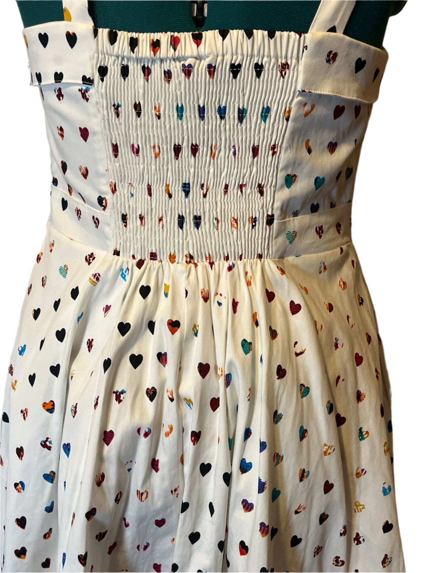 City Chic- A Line style white dress with multi colored hearts