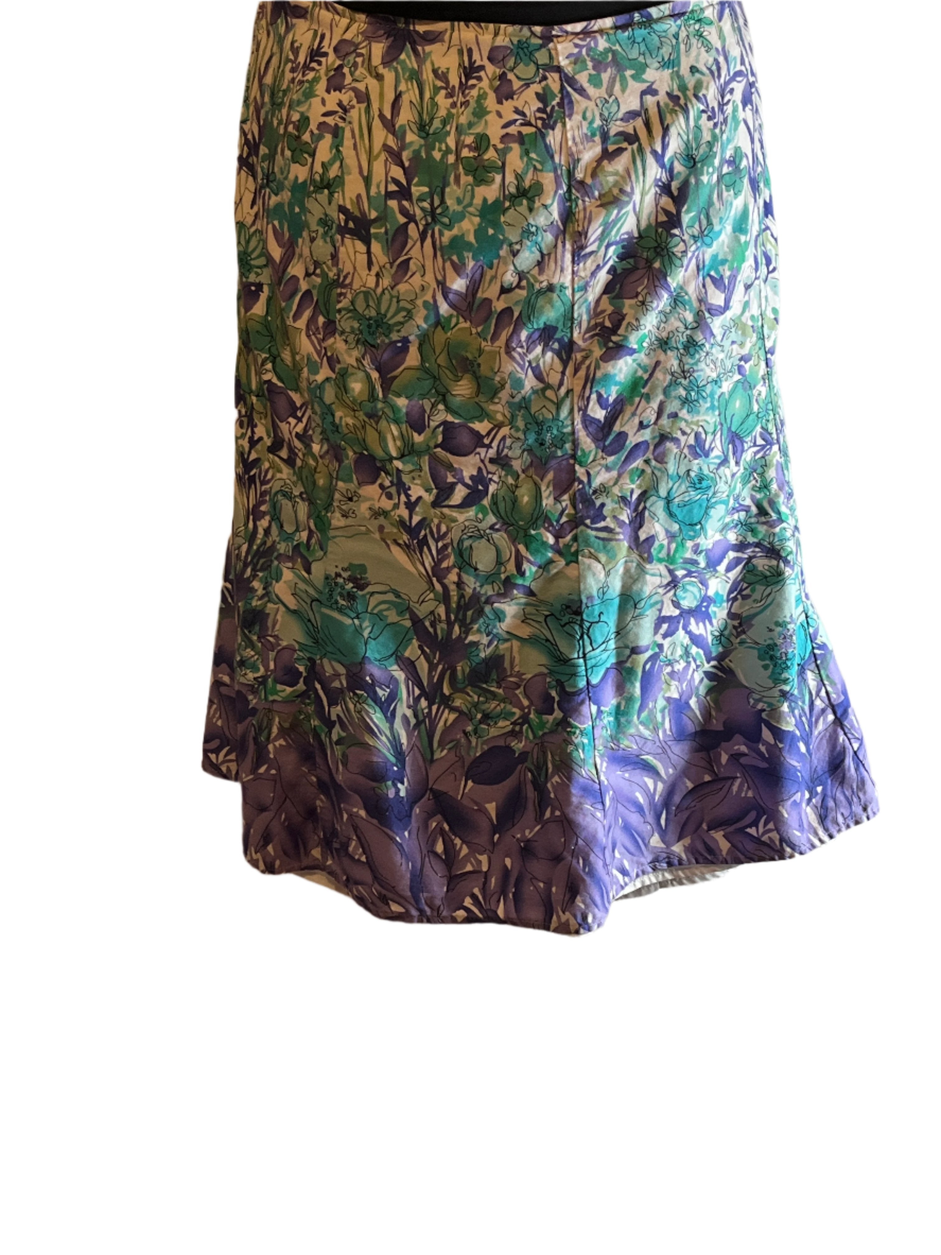 Dress Barn Floral Purple and White A Line Skirt (Size 20W)