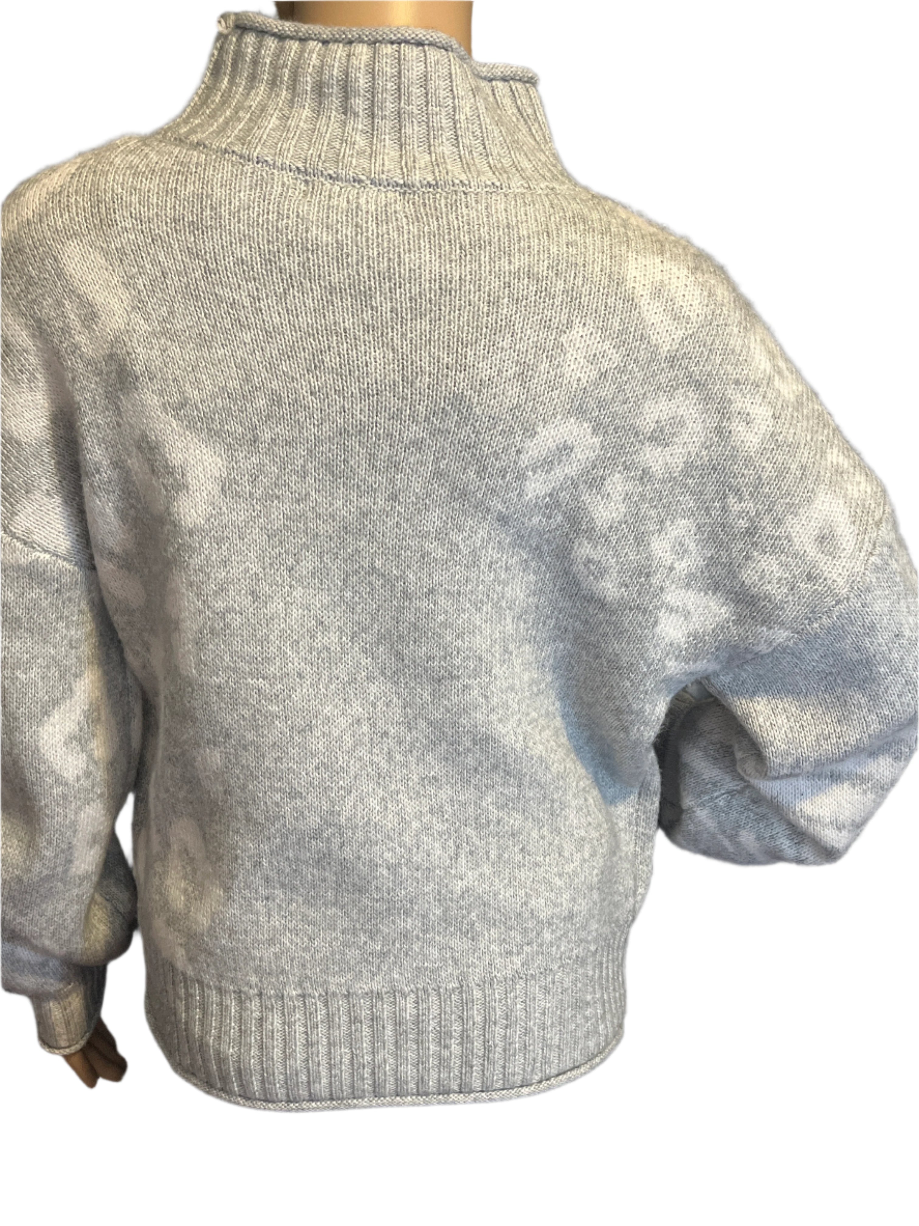 Nine West Light Gray and White Pull over Cowl Neck light Sweater(Size S)