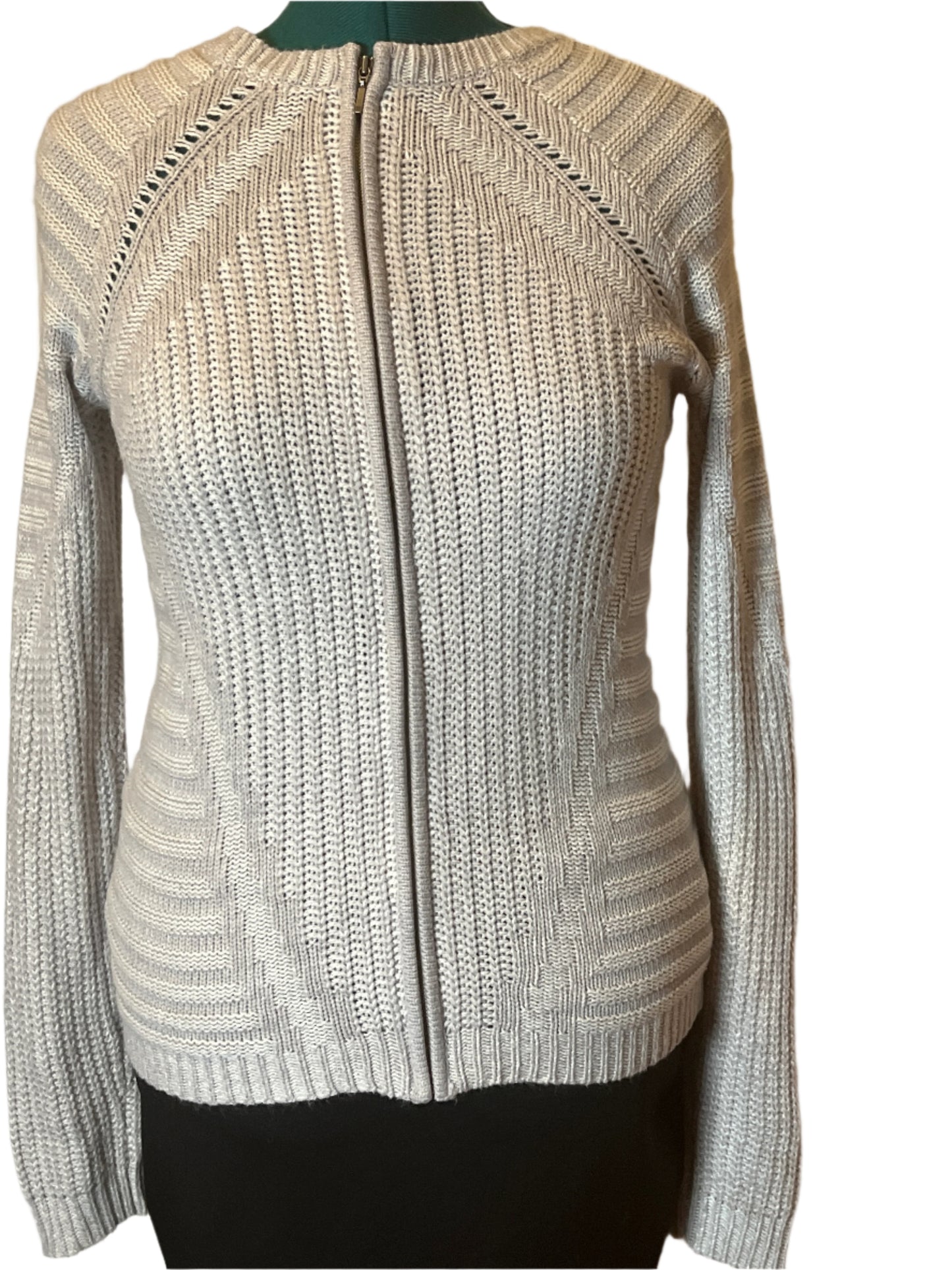 The Limited Light Gray Loose Woven Zipper(Size Small) Sweater