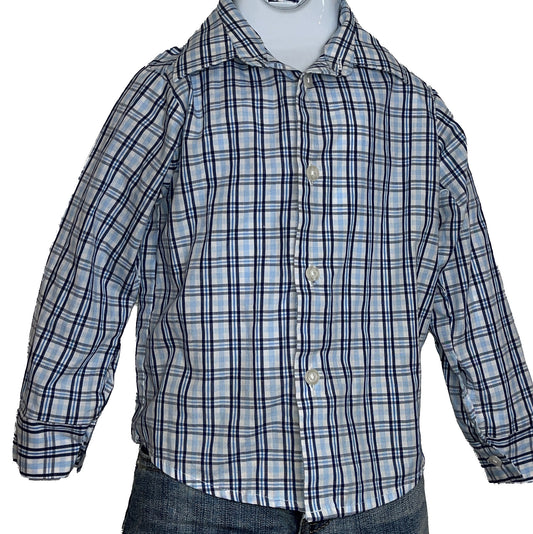 Nautical 3T Blue Plaid Long Sleeves Button Shirt