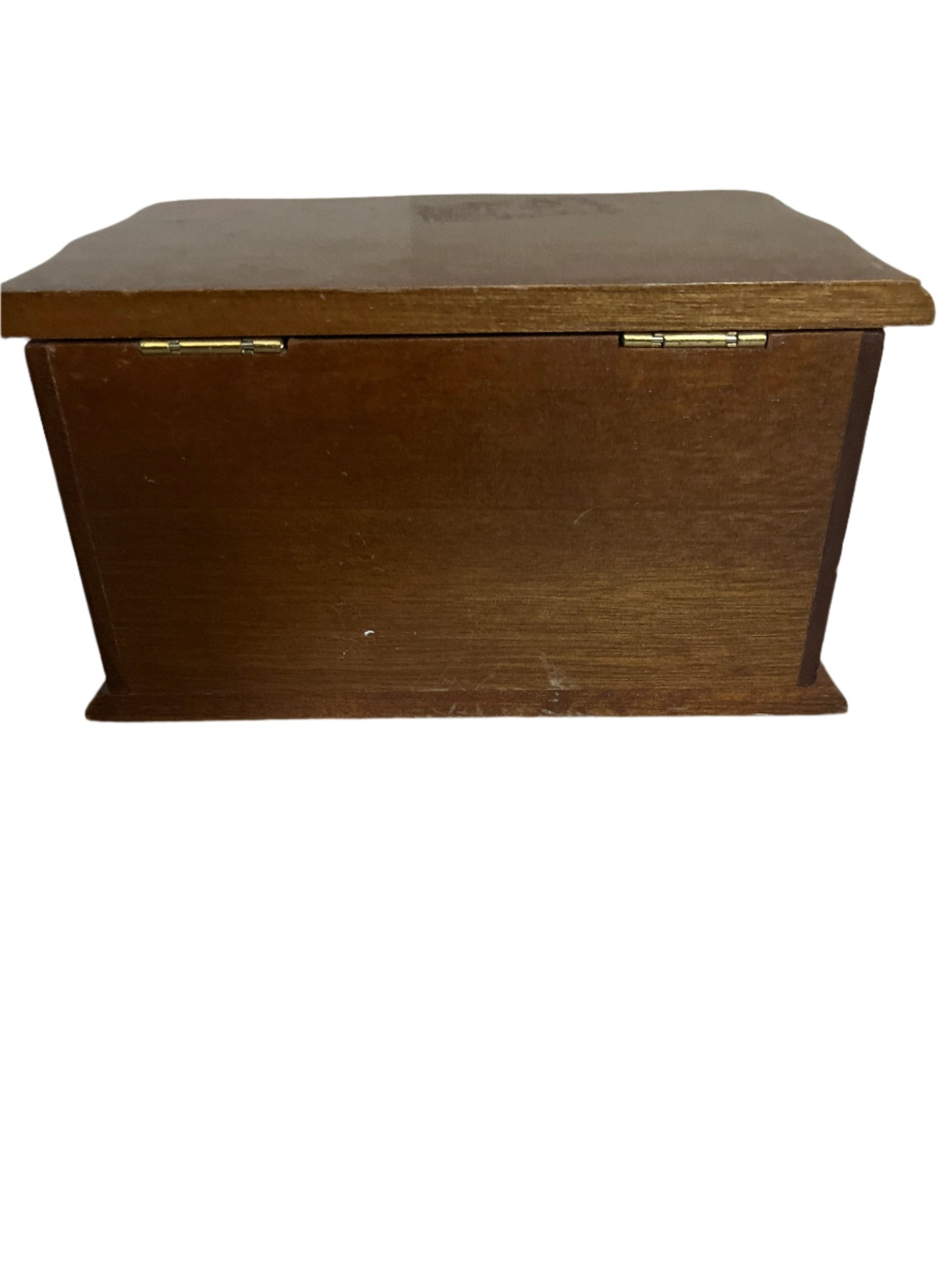 Antique-Small Maple wood storage box with double drawers