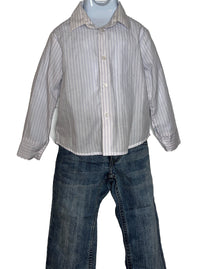 Calvin Klein Boy (3T) Buttoned up Long Sleeves White Striped  Shirt