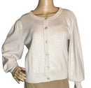 Tahari Buttoned Sweater Beige with Bouffant Sleeves (size Large)