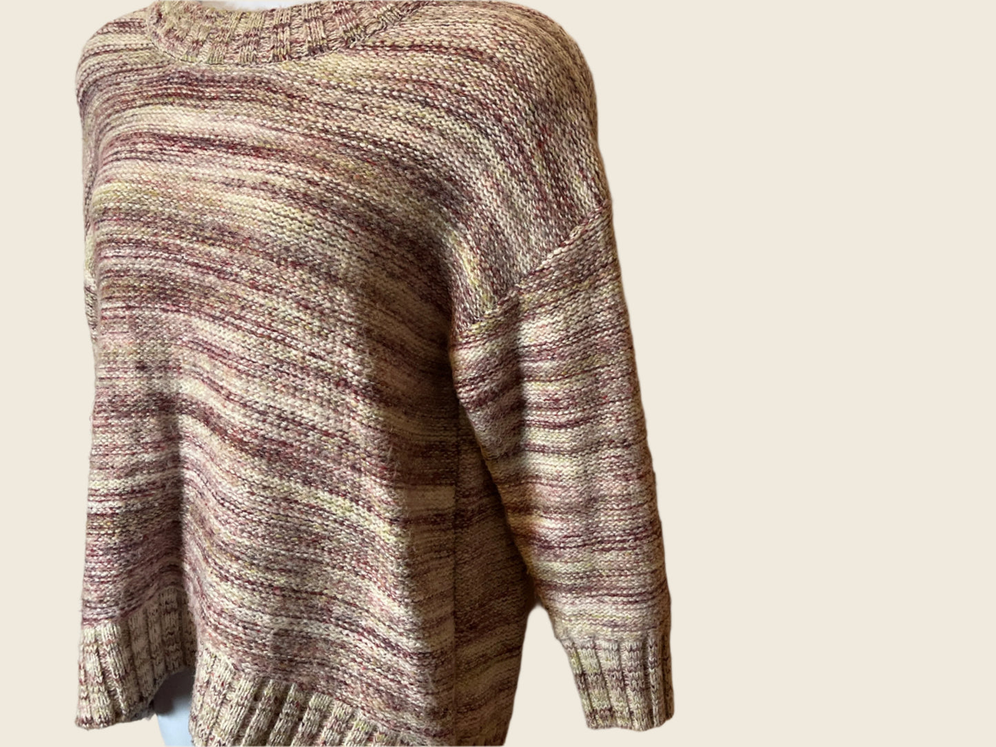 Old Navy Purple/Beige Pull Over Long Sleeves Sweater(Size L)