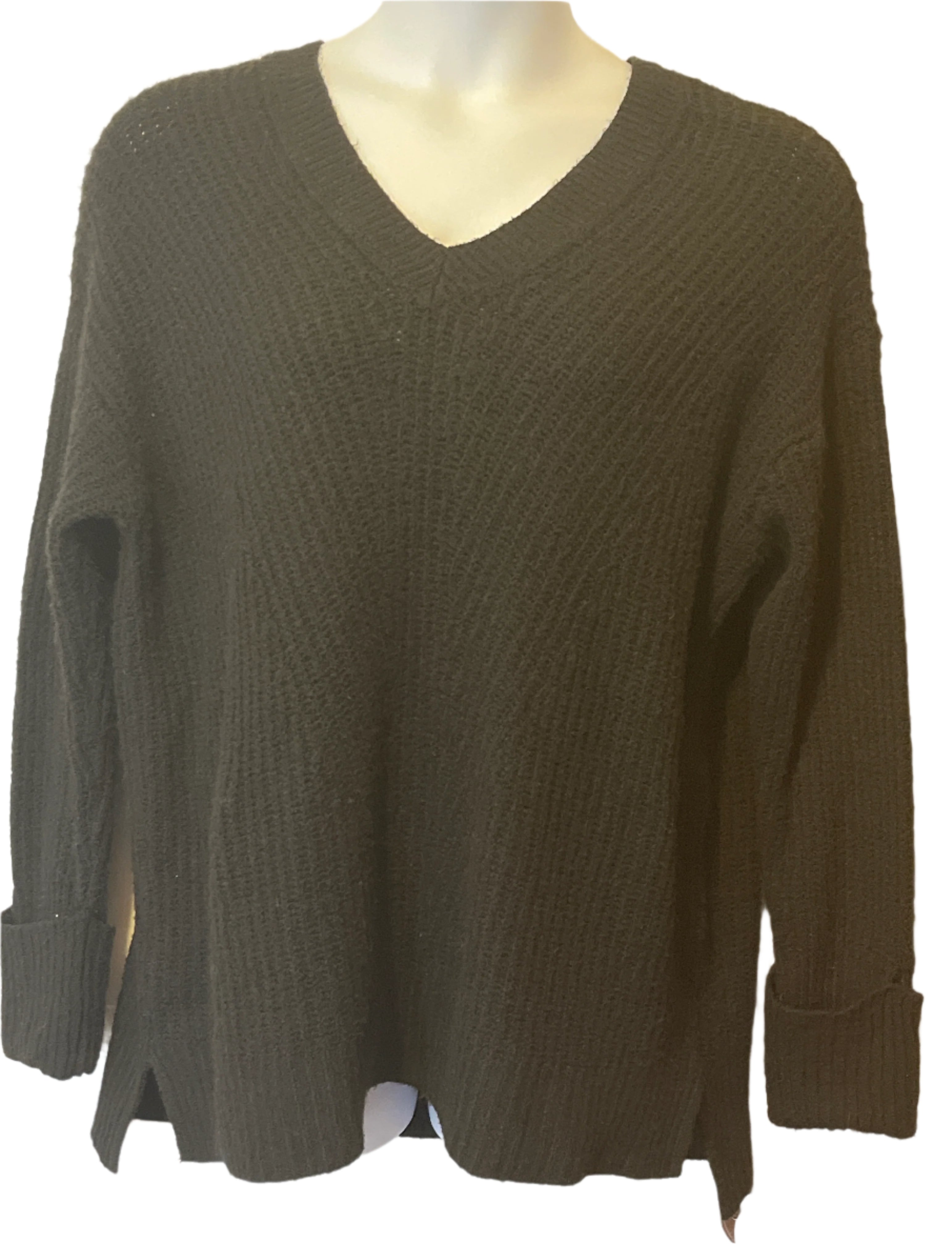 Nine West Black V Neck Pull Over Knitted Sweater( Size 1x)