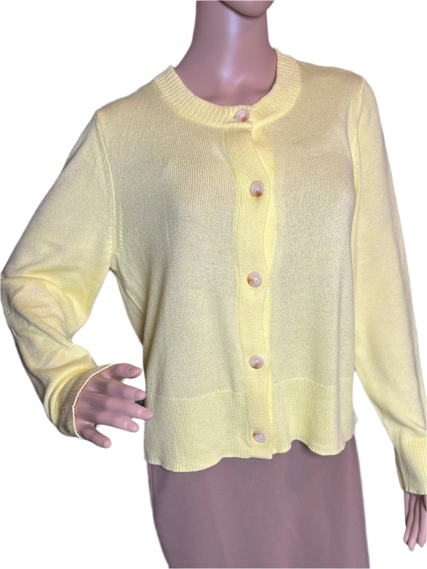 Candace Cameron Bure- Yellow Buttoned Long Sleeves Cardigan/Sweater (Size Medium)