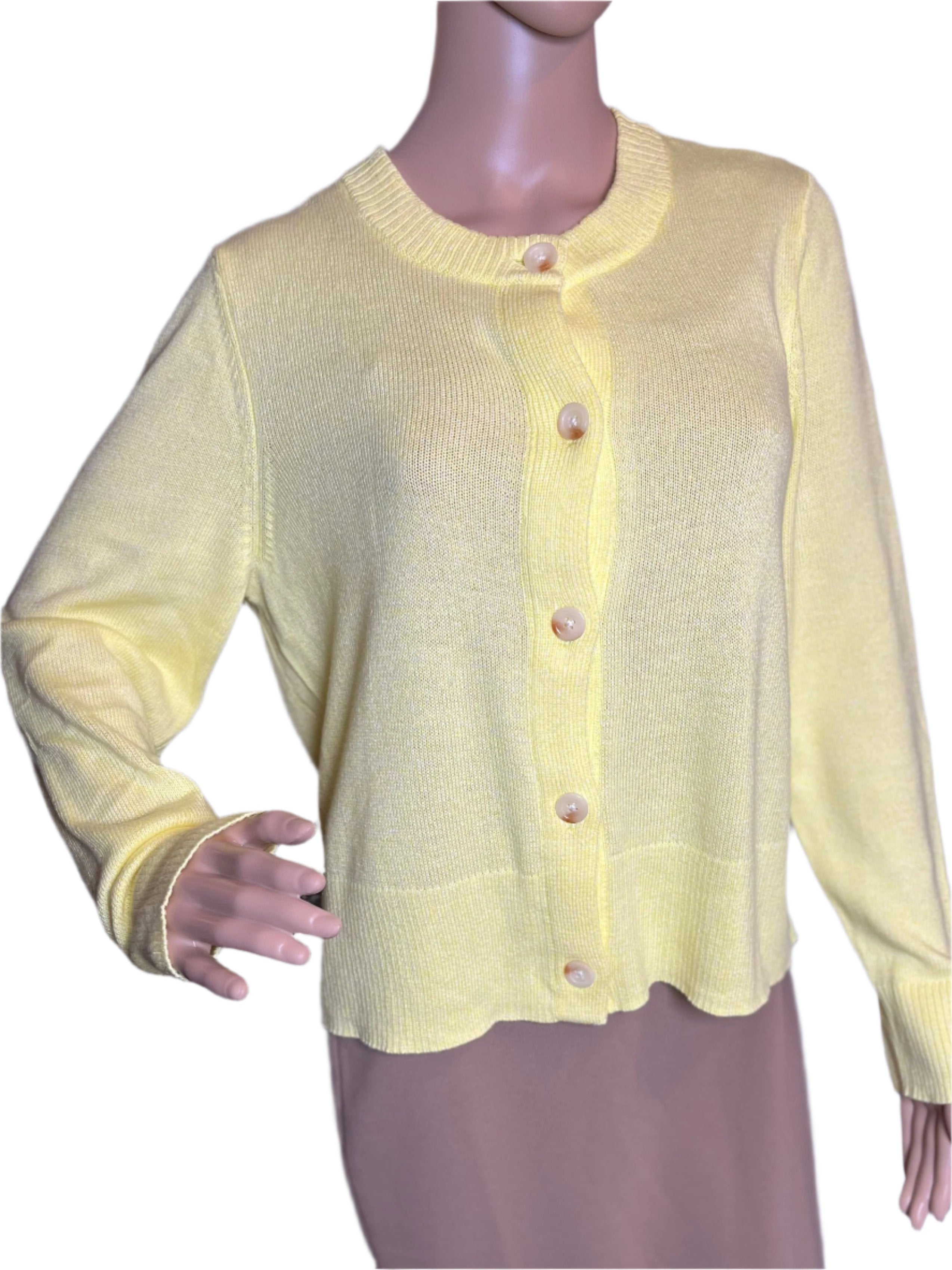 Yellow Buttoned Cardigan/Sweater (Size Medium)