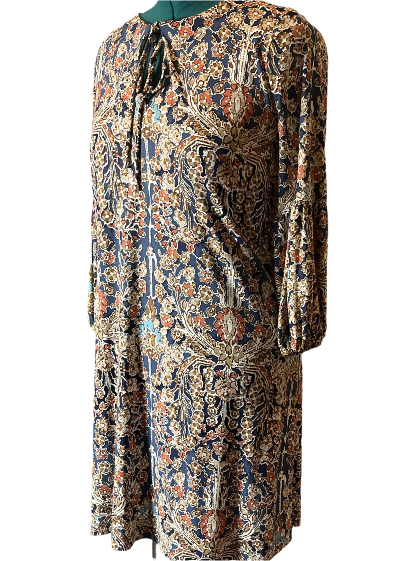 Tommy Hilfiger Multicolored(blue, beige) Boho style dress with Bishop sleeves (wide sleeves)