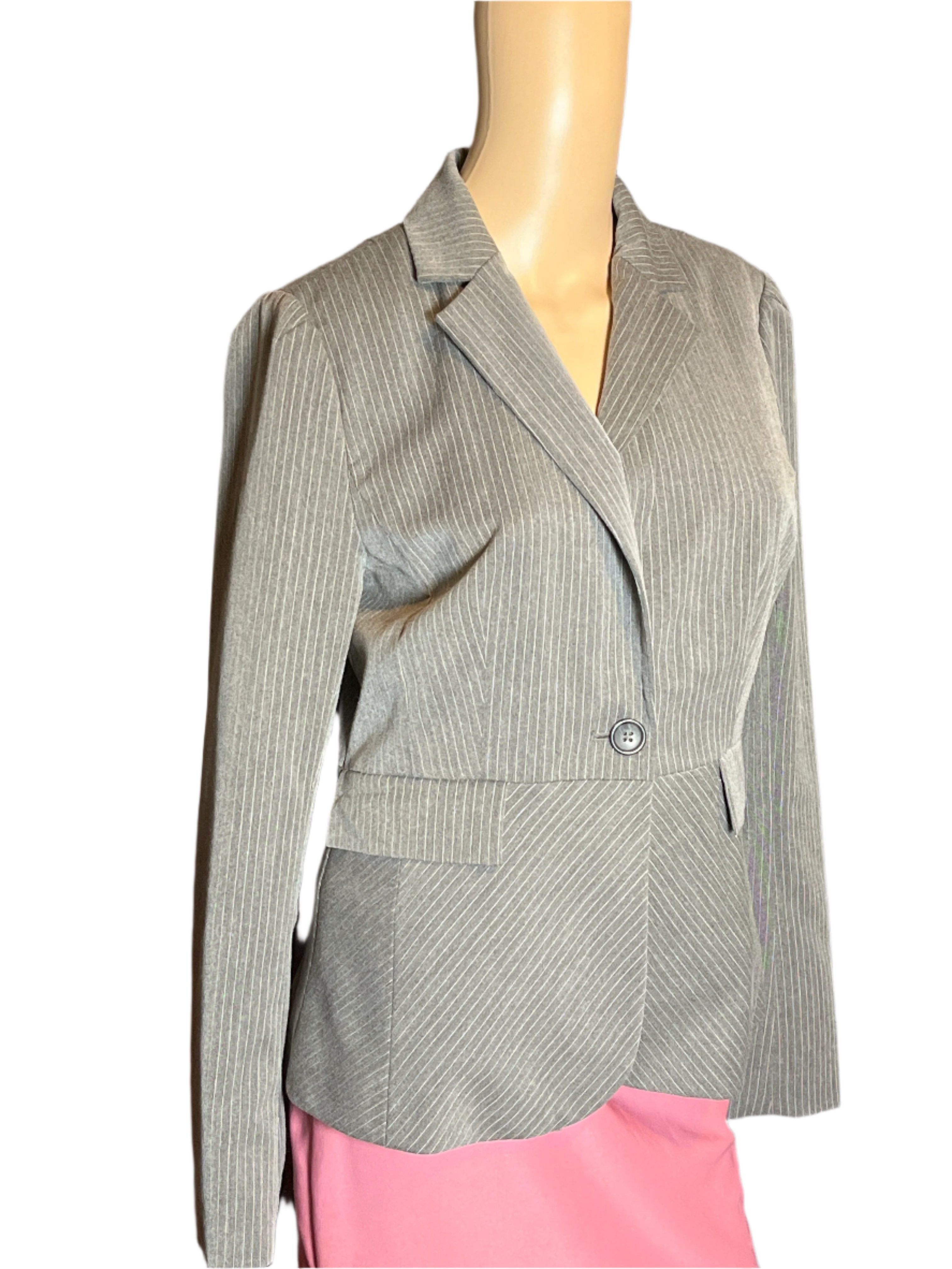 Banana Republic Gray striped 1 Buttoned Suit Jacket with pockets(size 4)