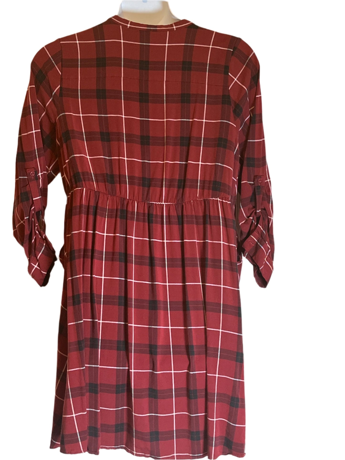 Burgundy Plaid buttoned shirt type dress from Torrid (size 2x)-dropped waist dress