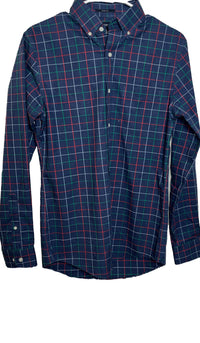 Lands’ End Plaid Blue/Green/Red Men’s Long Buttoned Shirt (size small)