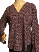 Ann Taylor (Size L) Pullover Burgundy Tunic V-Neck blouse