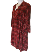 Burgundy Plaid buttoned shirt type dress from Torrid (size 2x)-dropped waist dress