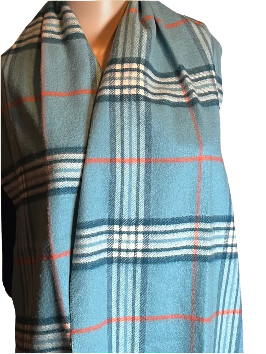 Light blue scarf with fringes from Lord & Taylor