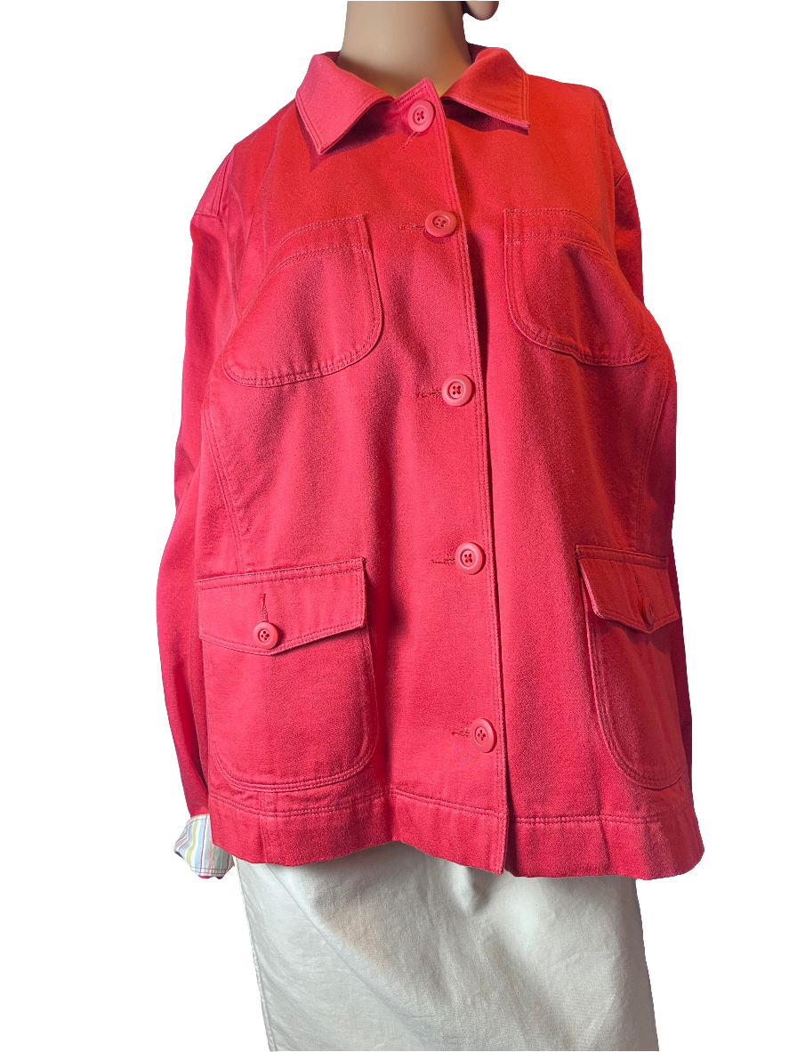 L.L. Bean stylish buttoned Hot Pink Jacket